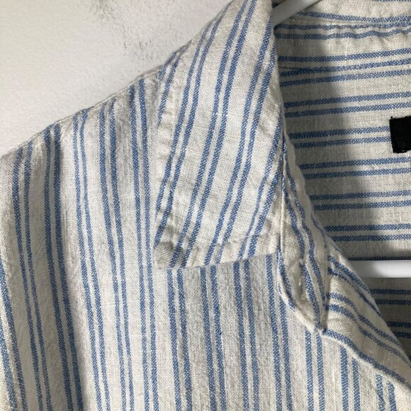 Womens J Jason Wu Linen‎ Blend Button Striped Shirt 1/2 Sleeve White Blue S - Picture 4 of 7